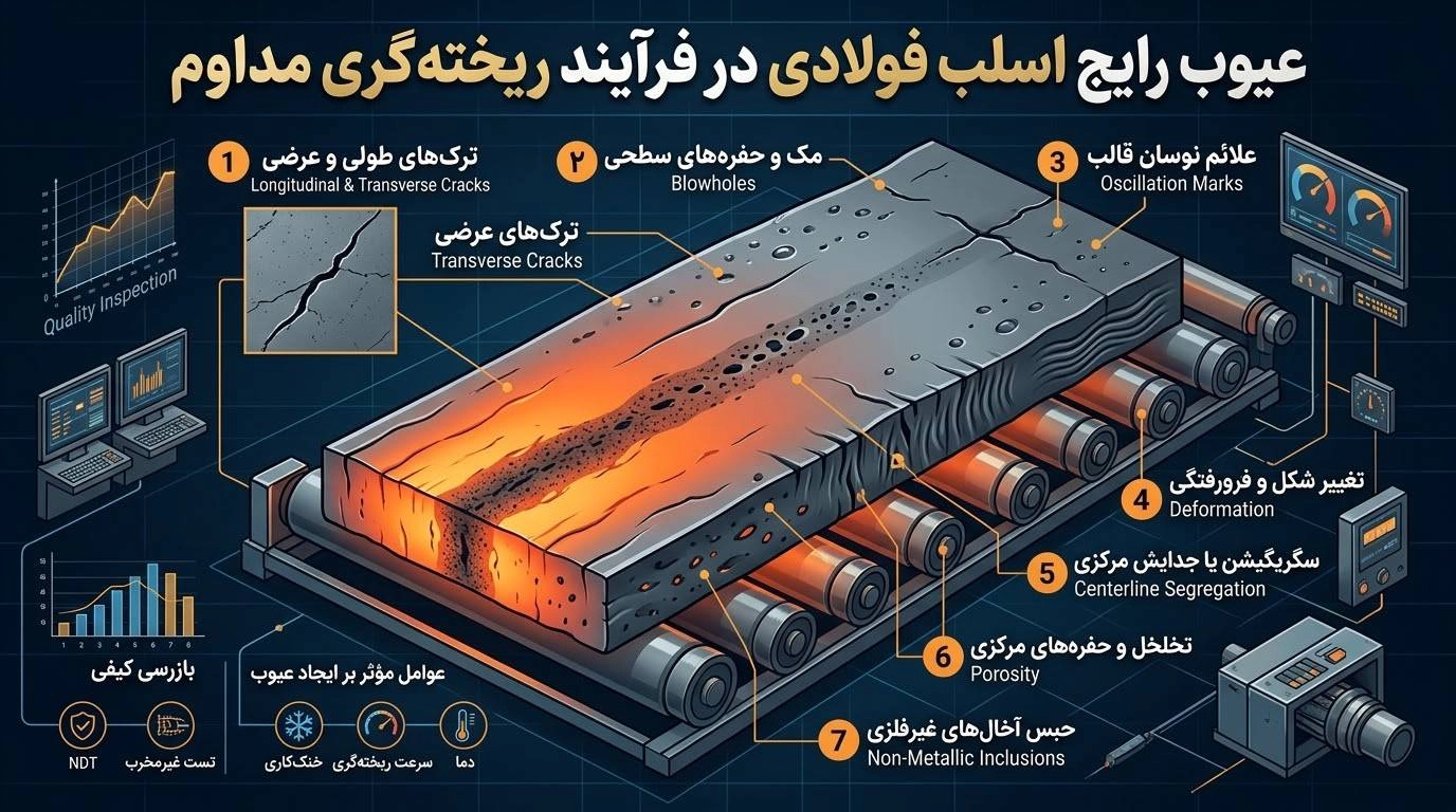 عیوب رایج اسلب فولادی